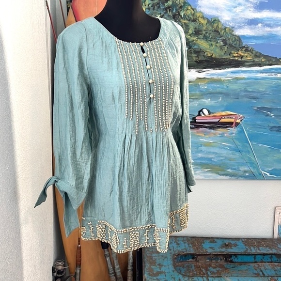 BCBGMaxAzria Tops - ⭐️BCBGMaxazria, Gorgeous Boho Pleated Tunic Top, Excellent Condition, Size S